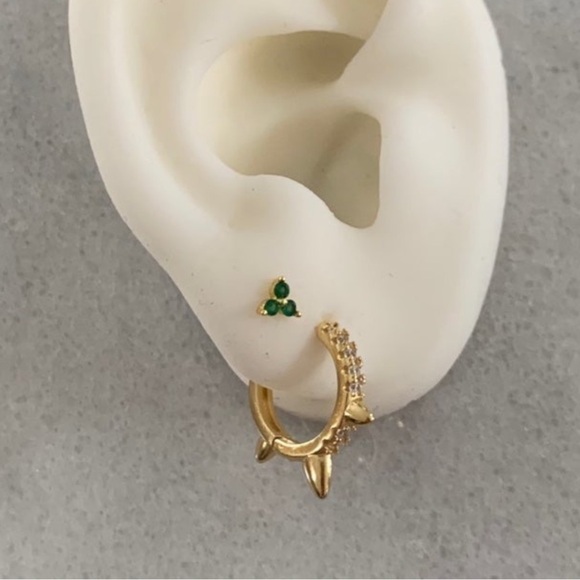COPY - Gold Crystal Pave Spike Hoop Huggie Earrings Brand New